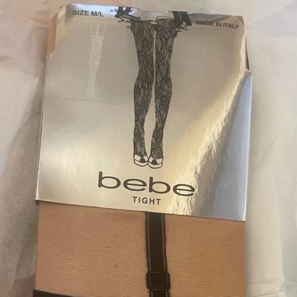 Rare! NWT! Bebe Leopard Garter Sheer Tights Size M/L Made In Italy - Picture 2 of 7